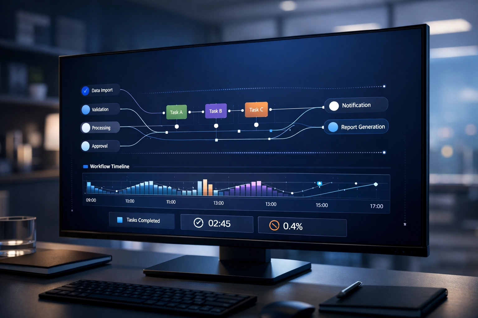 Automated press distribution dashboard displaying Dakdan's workflow system