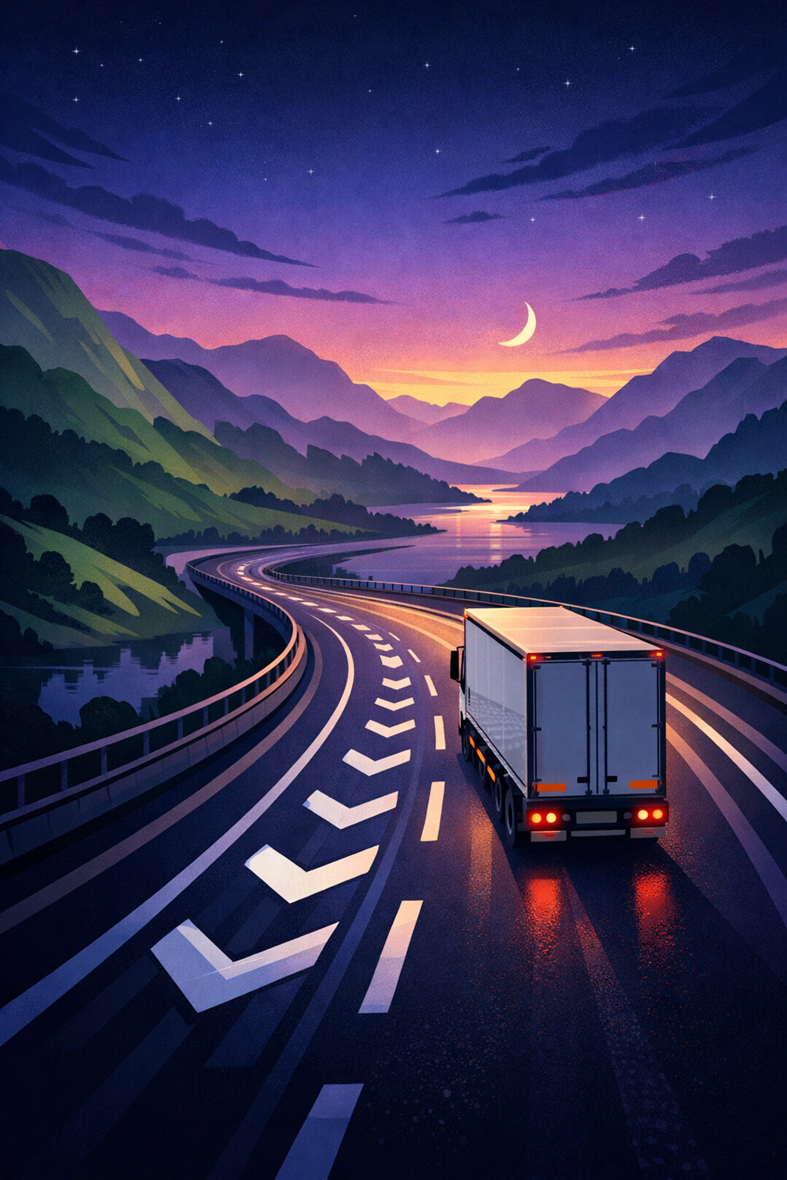 HGV driving through the scenic North West landscape near Manchester and Liverpool motorway routes.