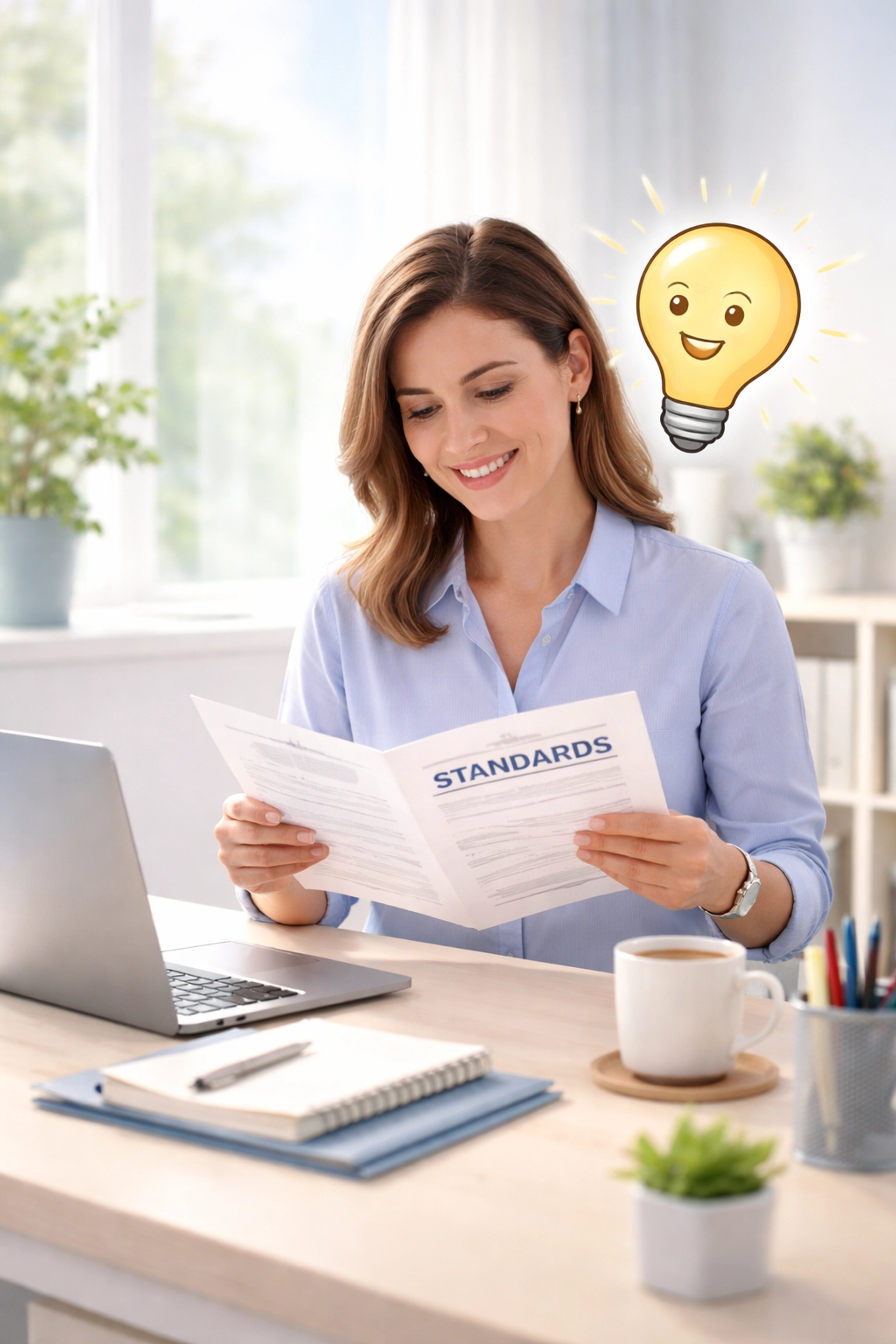 Small business owner reading ISO standards at a tidy desk, symbolizing ISO audit understanding and preparation