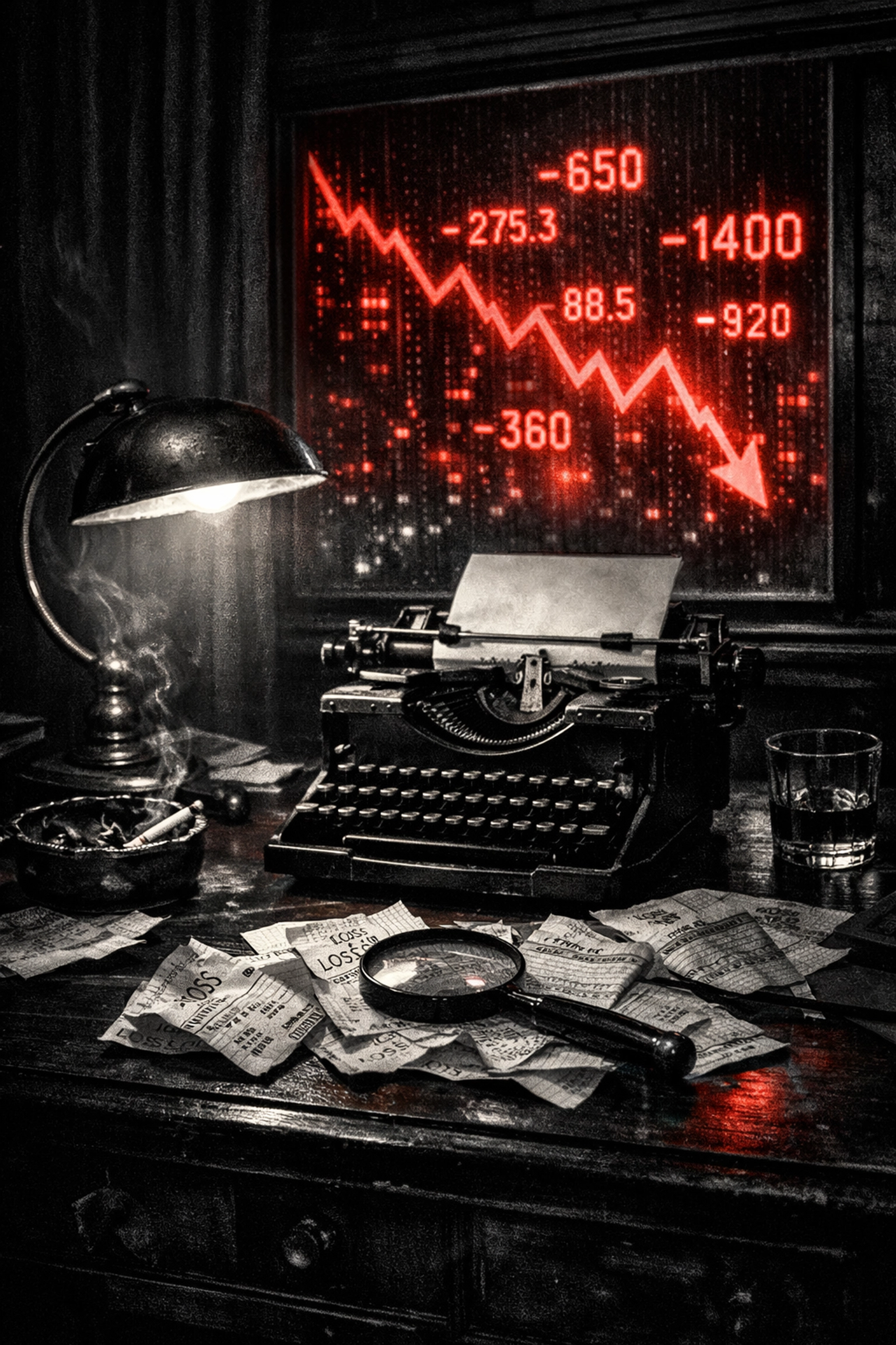 Reporter's desk with betting tickets reflecting a tough night on the AIPL sports betting board.