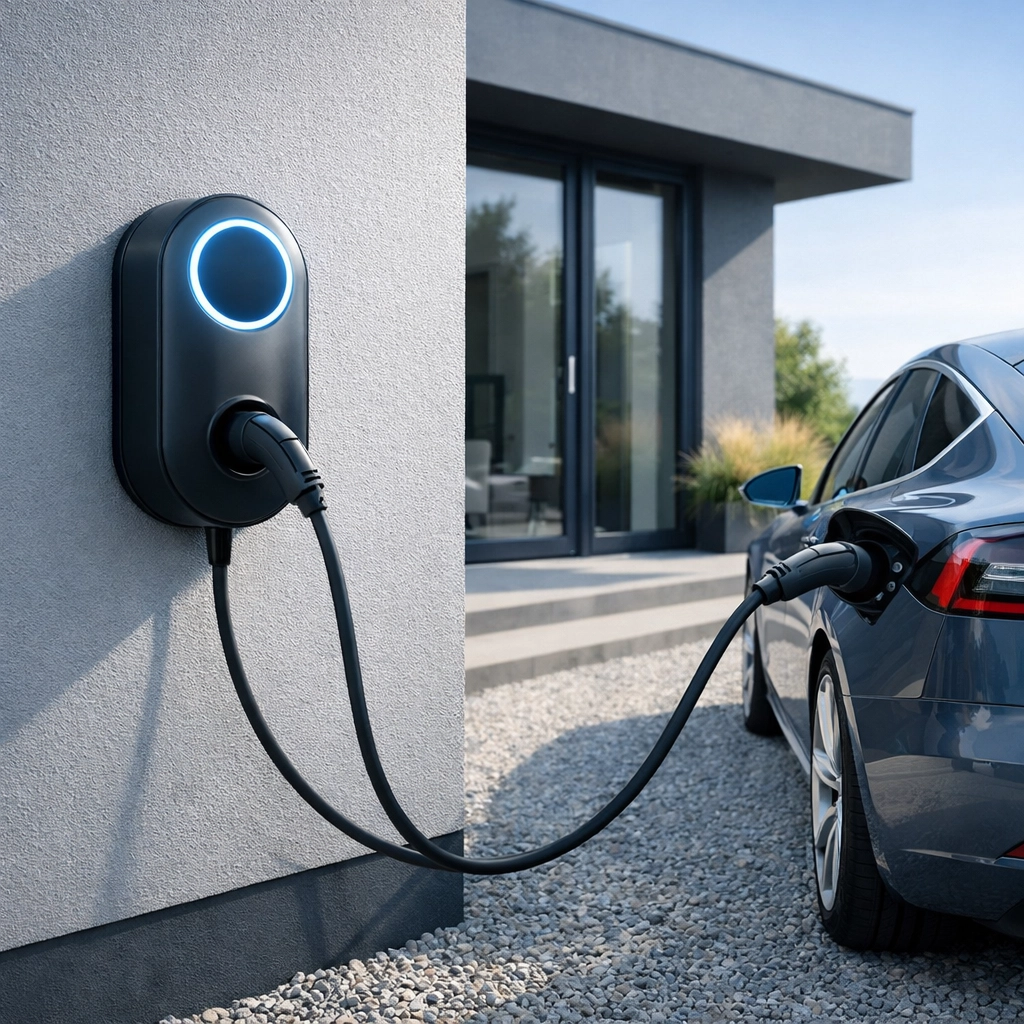 Professional EV charger installation on a modern residential property in Dorset