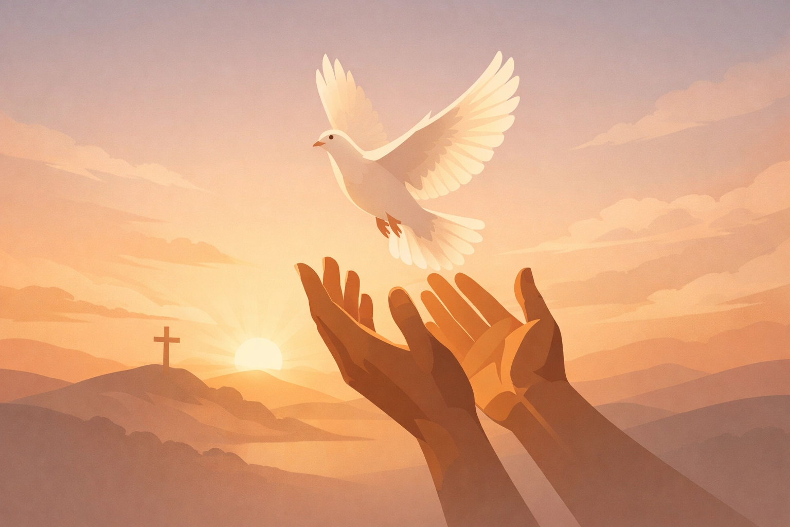 Hands releasing dove symbolizing forgiveness and spiritual freedom