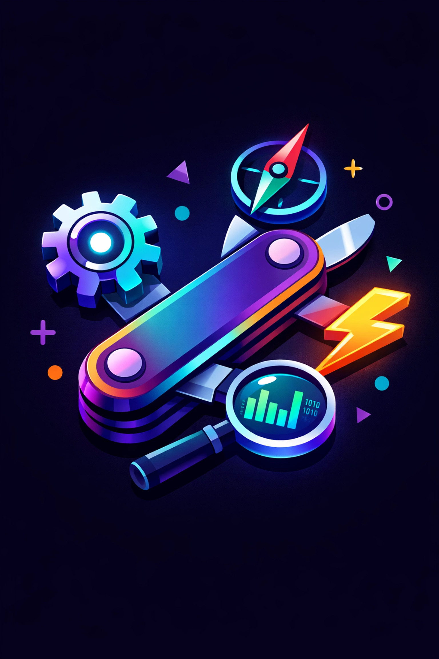 Vector illustration of a multi-functional tool symbolizing fractional growth leadership in revenue operations.