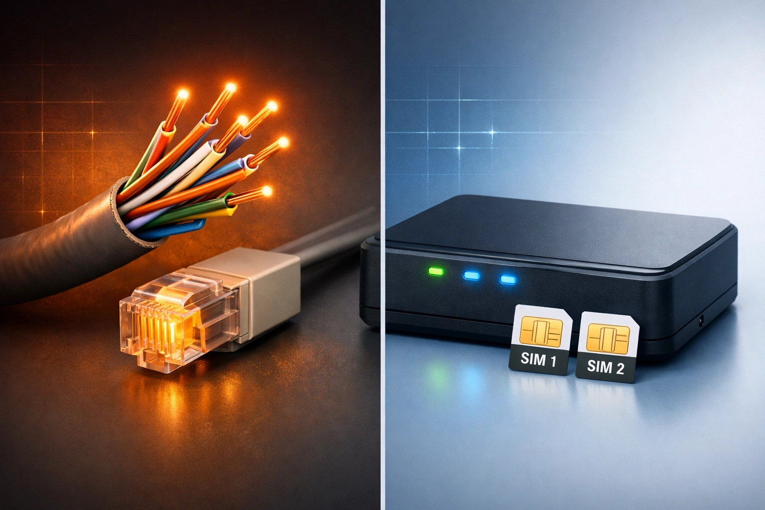 POTS replacement comparison showing copper telephone lines versus modern cellular LTE communicator