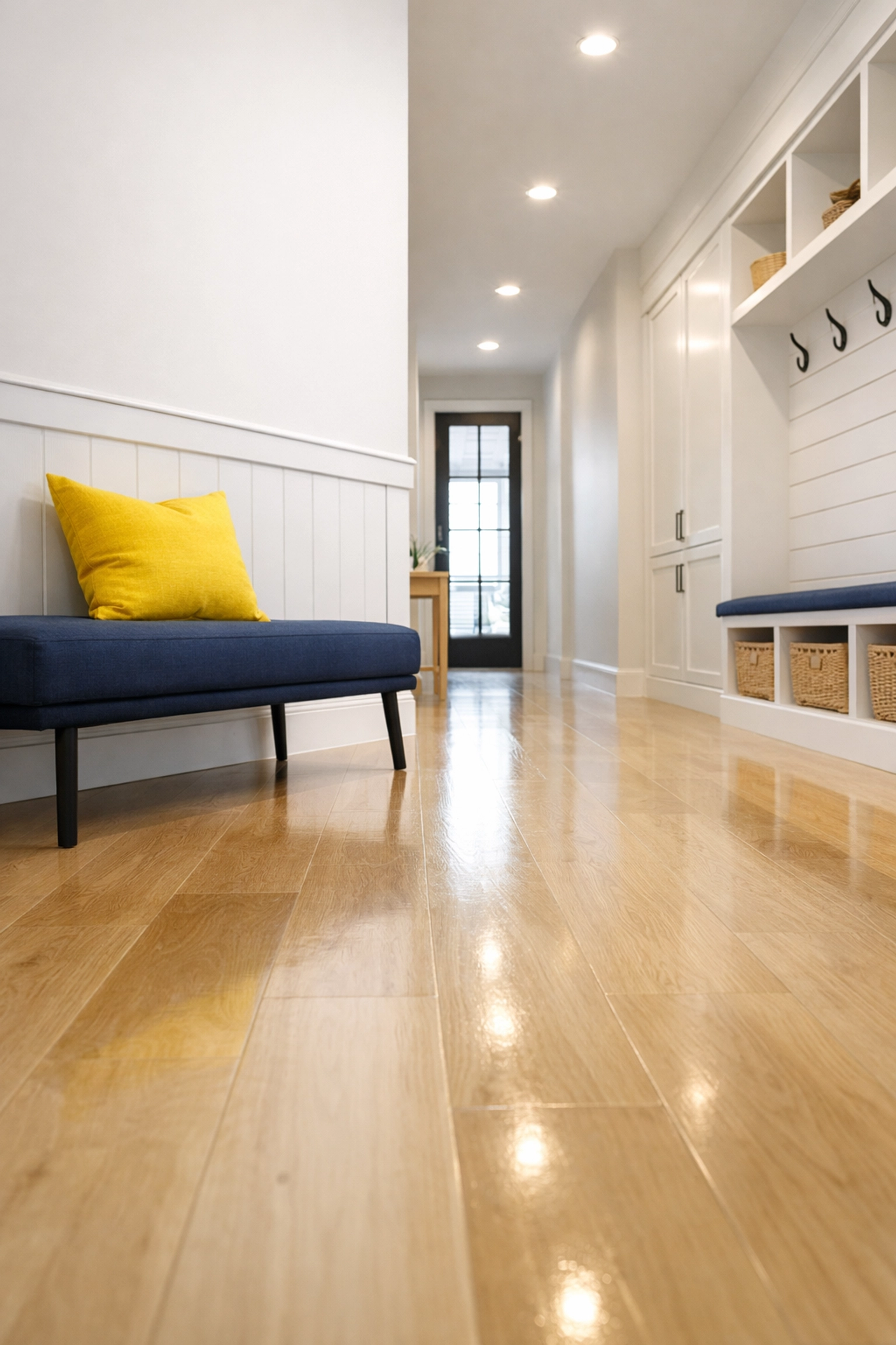 Polished minimalist entryway in a Lexington home after a professional bi-weekly house cleaning visit.