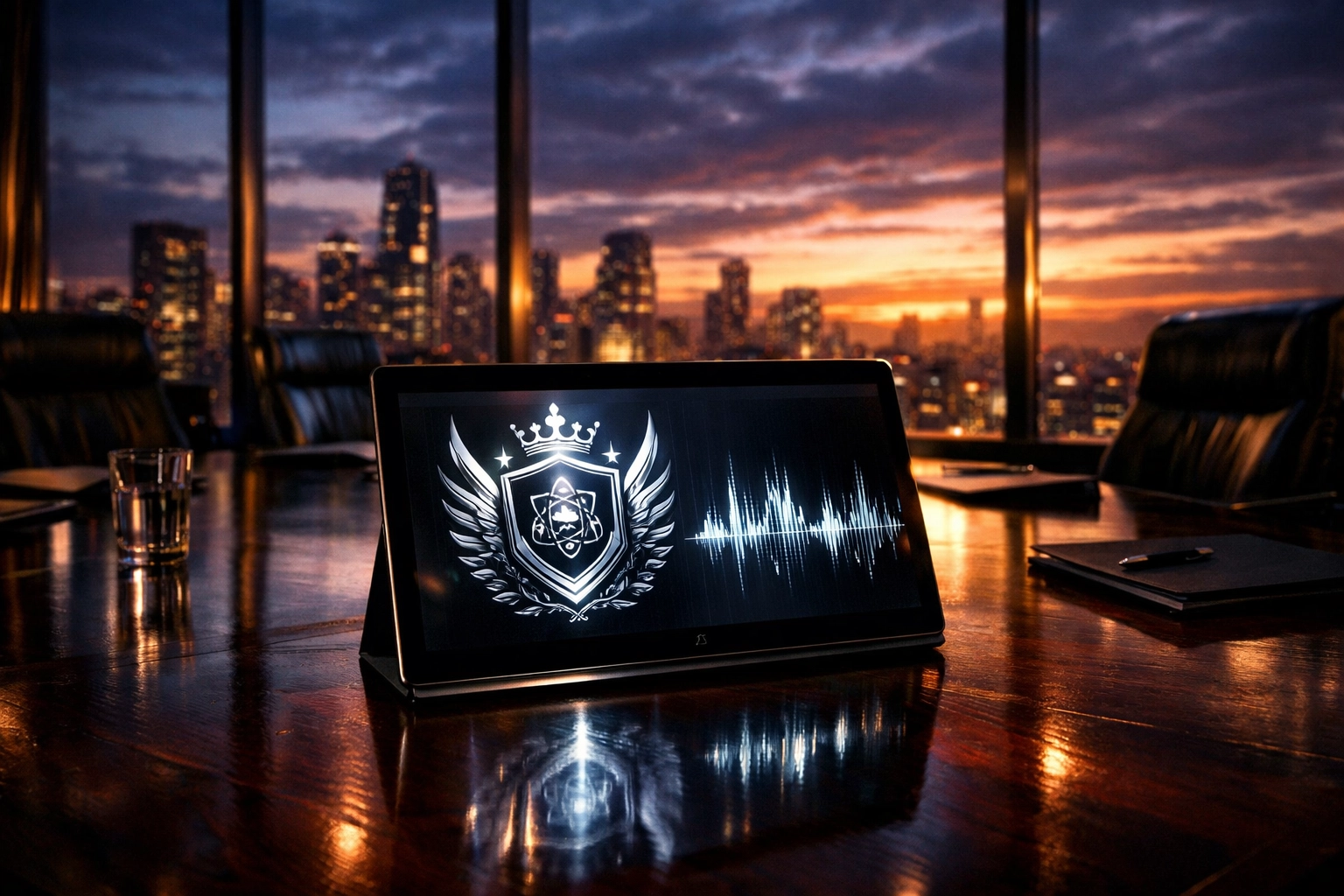 Modern executive boardroom representing Tunes On Top SDVOSB status and corporate music marketing strategy.