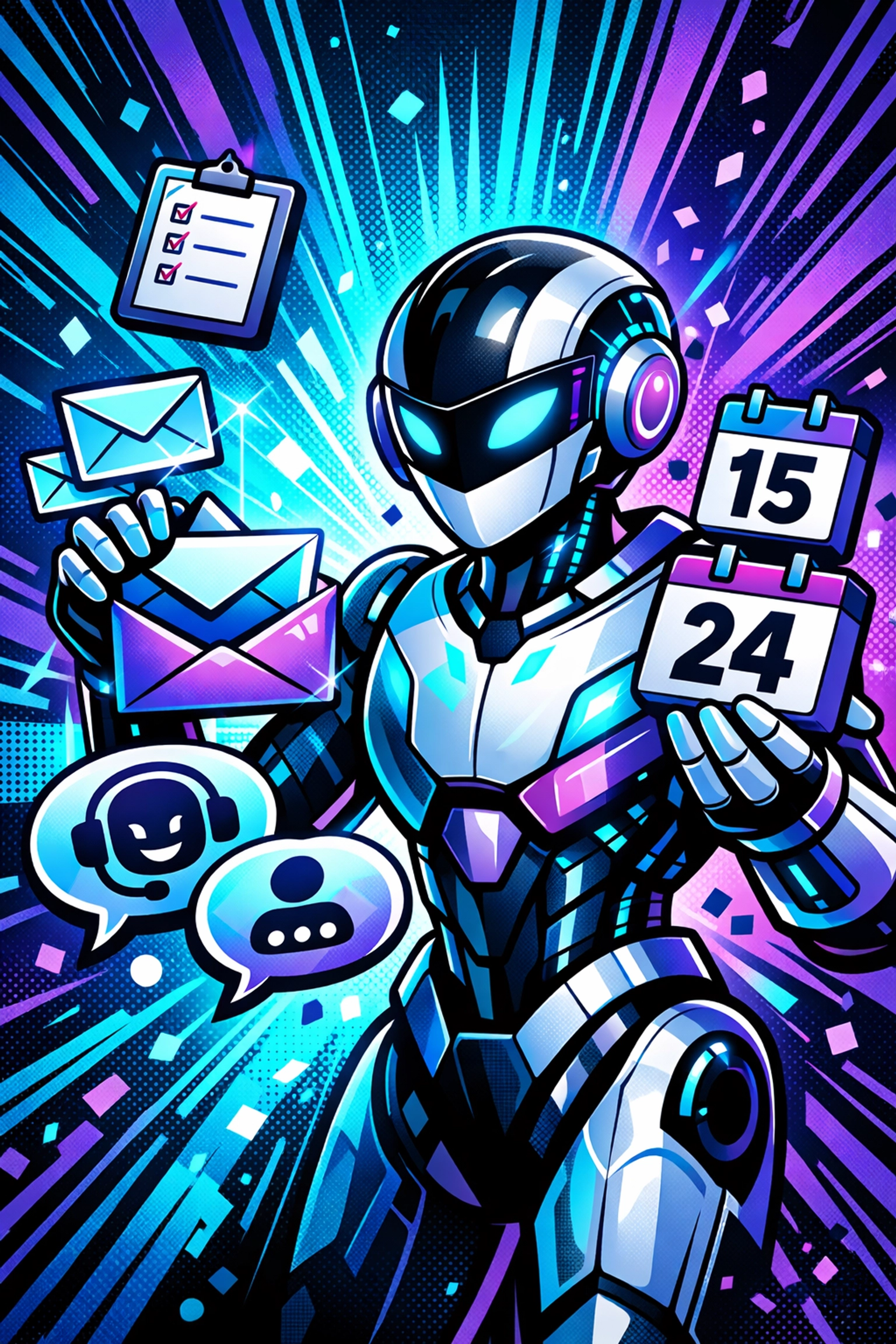 AI assistant organizing emails, calendars, and customer support tasks efficiently