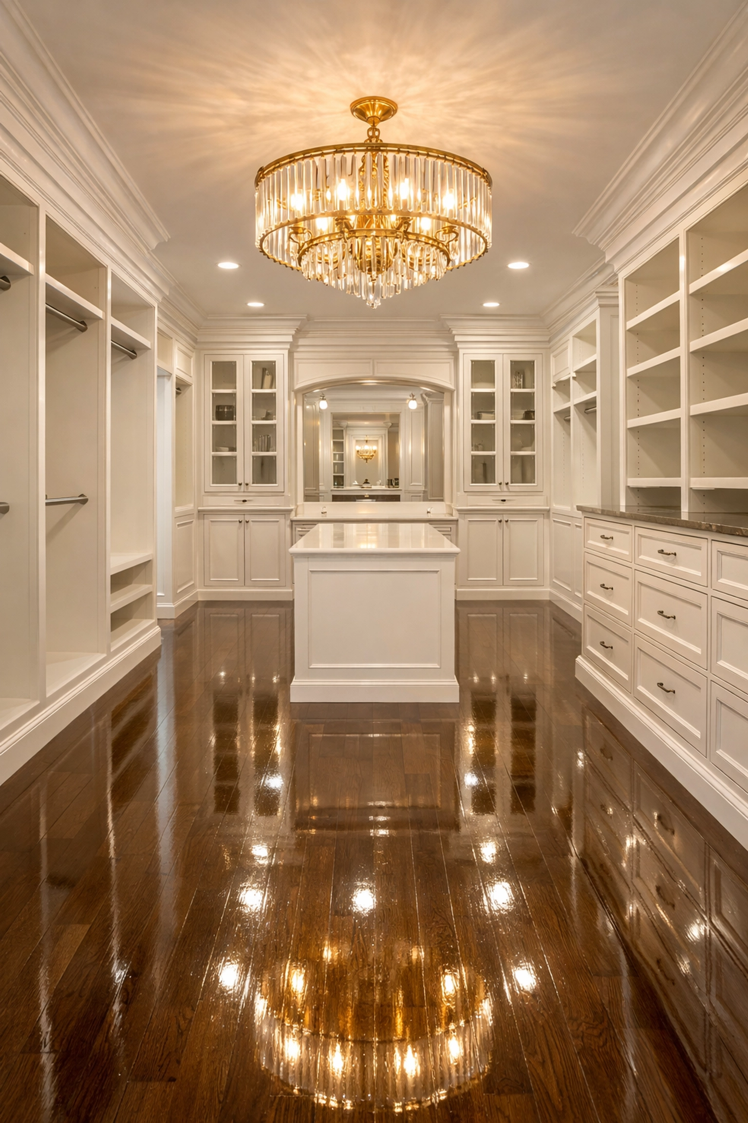 Pristine mansion closet after luxury house cleaning in Beverly for a spotless move-in ready home.