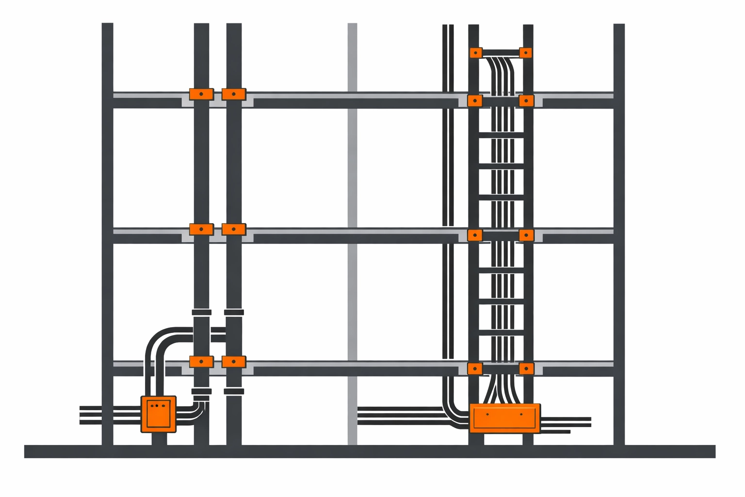 Illustration von Steigleitungen für fachmännische Elektroinstallationen durch das Elektro-Zentrum Wien.