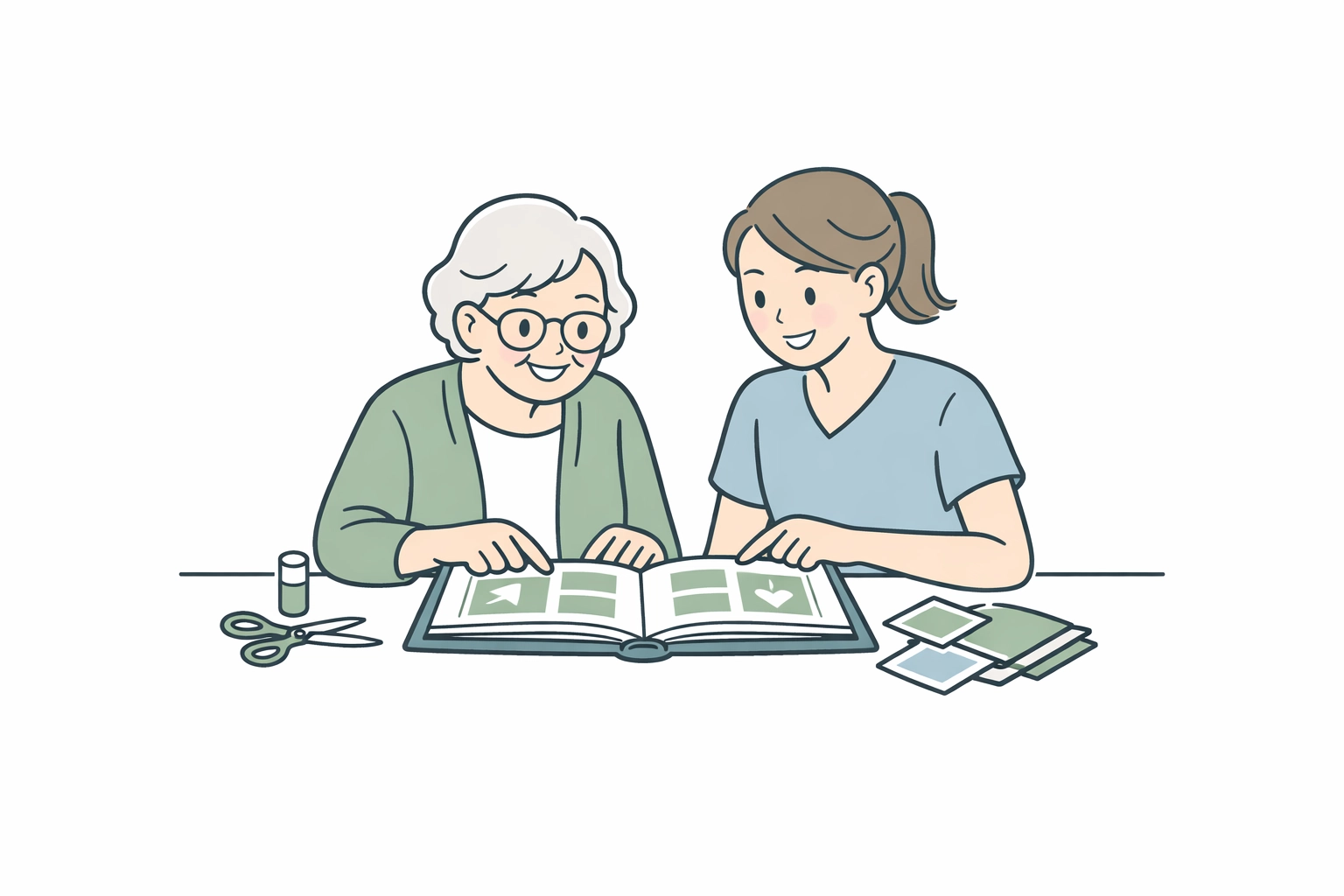 Caregiver and senior woman sharing social interaction through a hobby, a key part of companion care services.