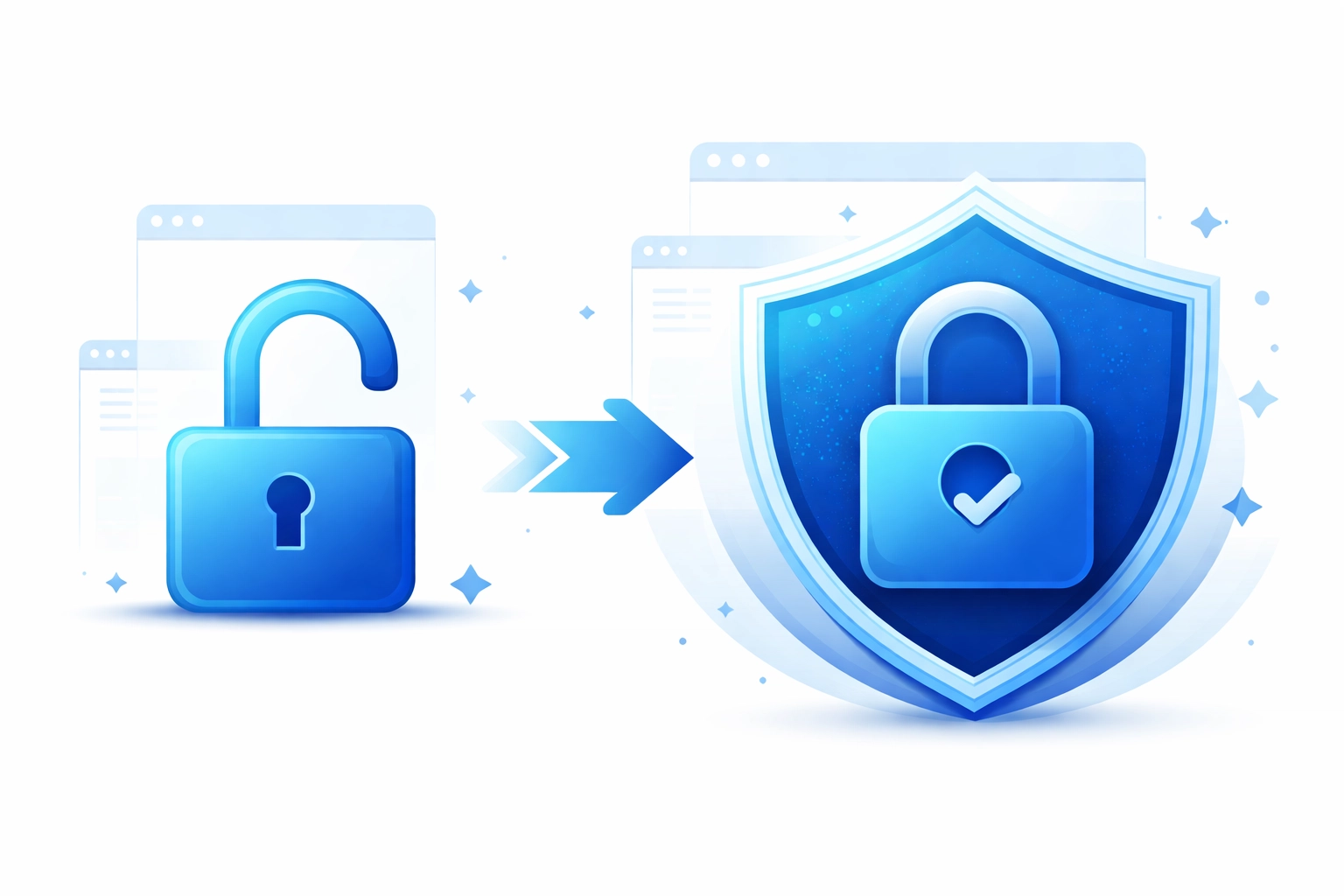 Secure padlock and shield representing website SSL security and HTTPS protection