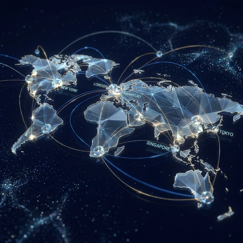 Global network of private equity markets illustrating geographic diversification