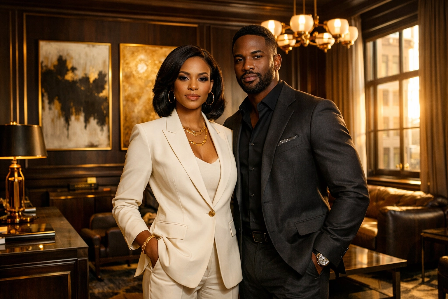 Successful Black entrepreneurs in a high-end office representing the Buy Black lifestyle.