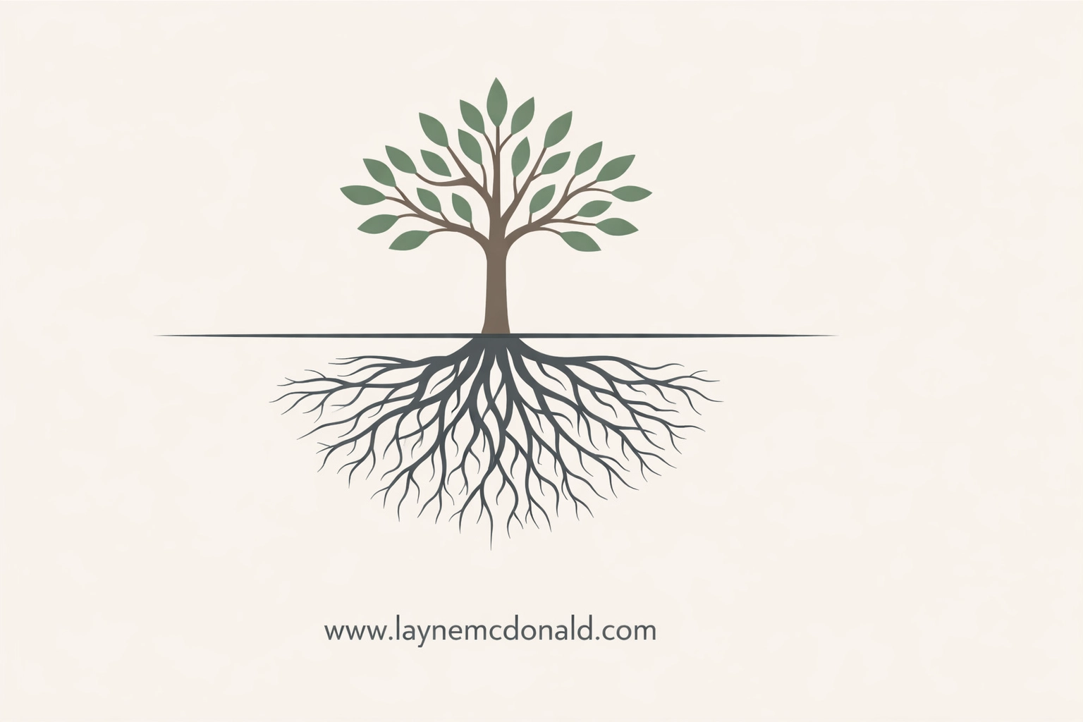 Minimalist illustration of a tree with deep roots representing a church leader's spiritual character foundation.