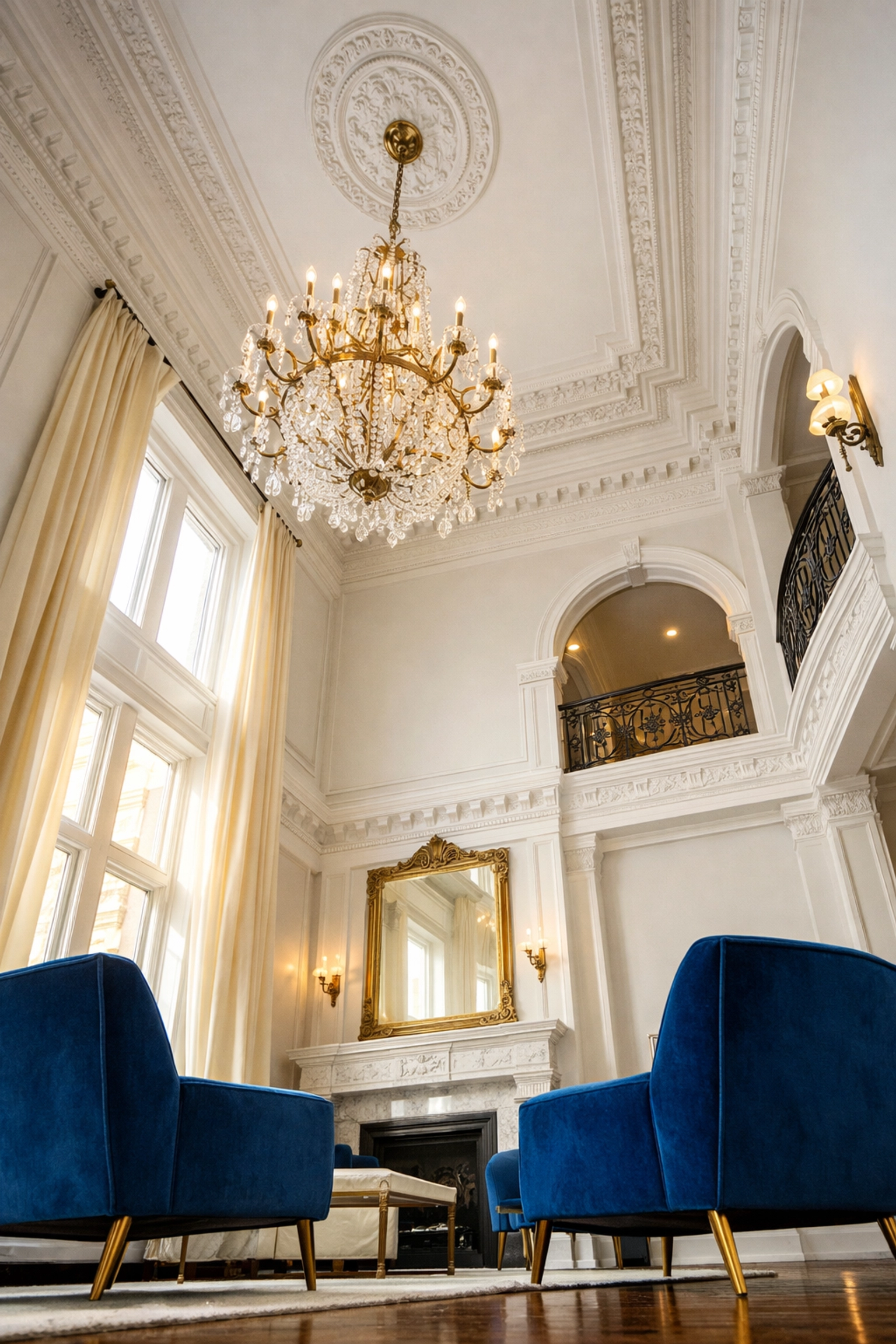 Pristine Boston apartment with high ceilings showing the top-down apartment cleaning Boston strategy.