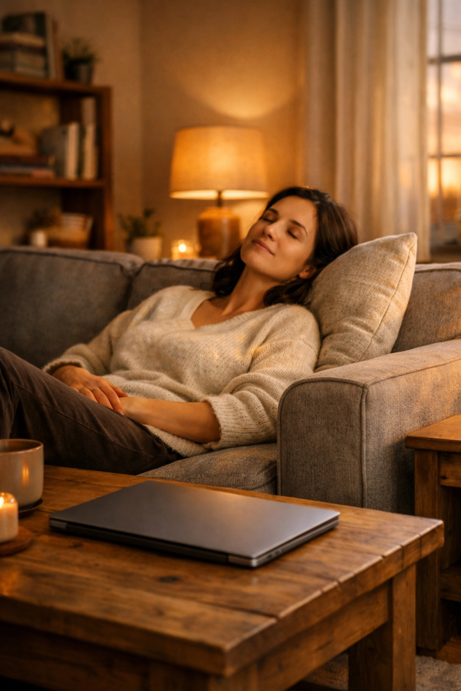 Relaxed person on a sofa at home after obtaining payday loans online in Canada.