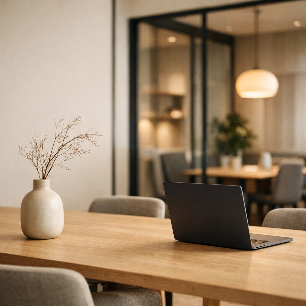 Versatile hotel co-working area and meeting space designed to generate additional property revenue and ROI.