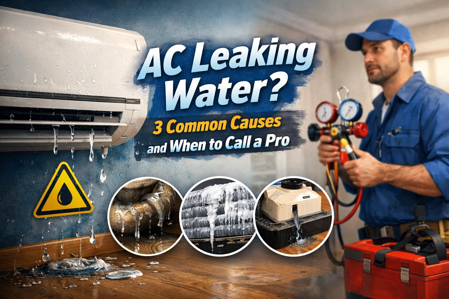 [HERO] AC Leaking Water? 3 Common Causes and When to Call a Pro