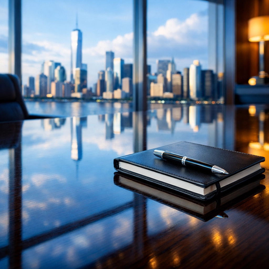 Polished office conference table reflecting a clean workspace provided by janitorial services Massachusetts.
