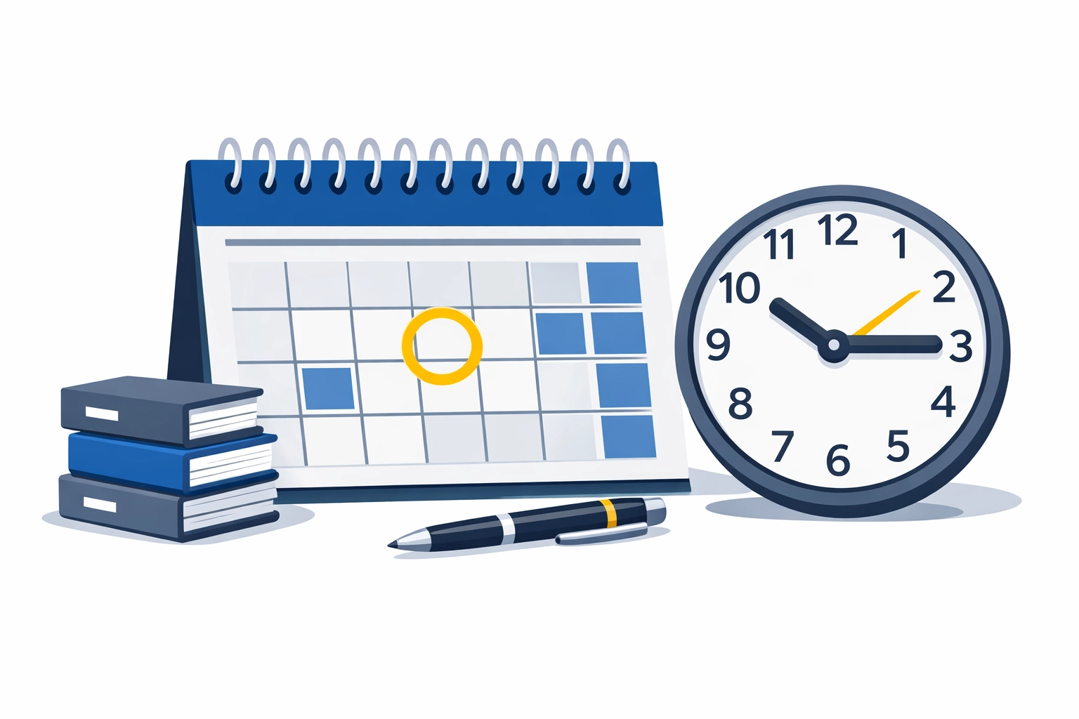 A calendar showing the April 15th tax deadline with organized files for New Haven small businesses.