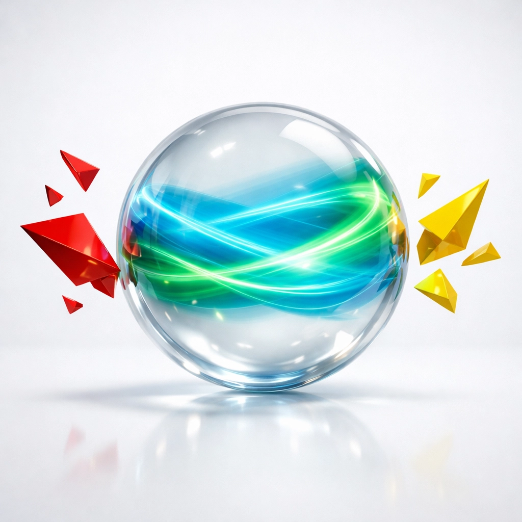 Minimalist sphere representing deep focus and flow state protected from daily work distractions.