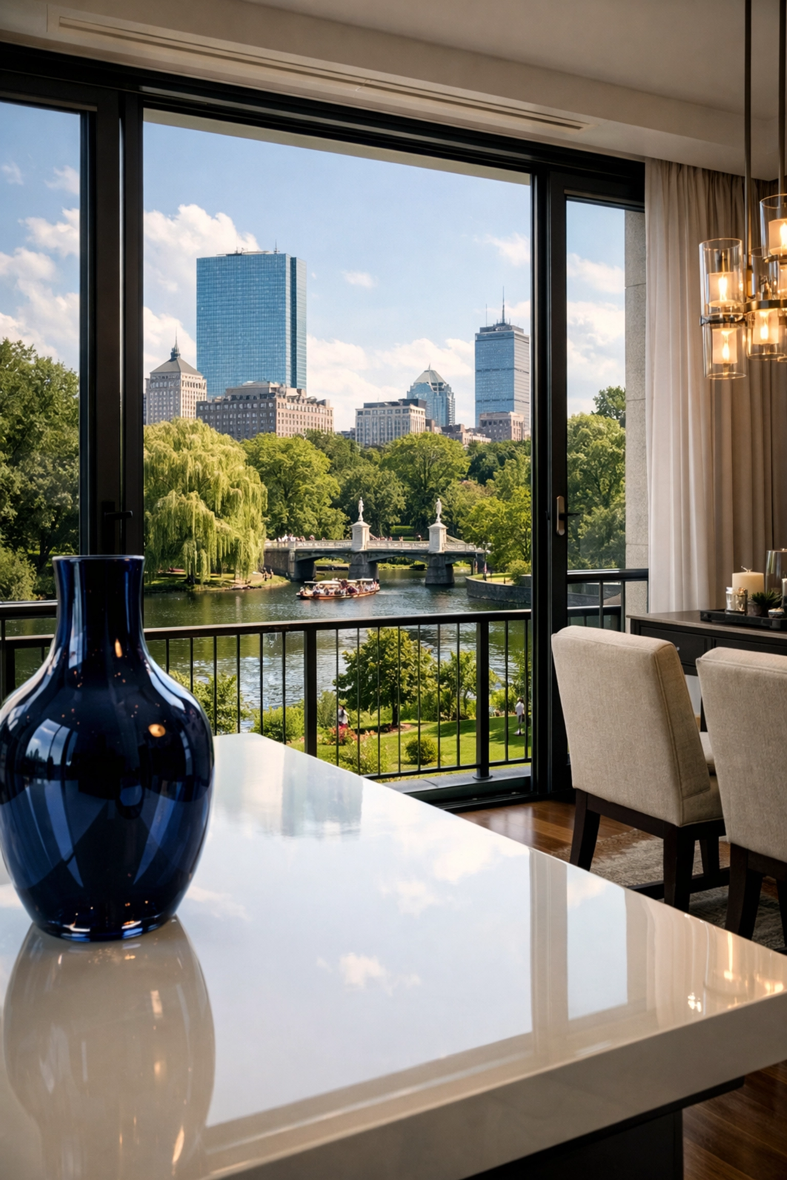 Interior view of a luxury apartment in Boston after a deep cleaning MA by professional cleaners.