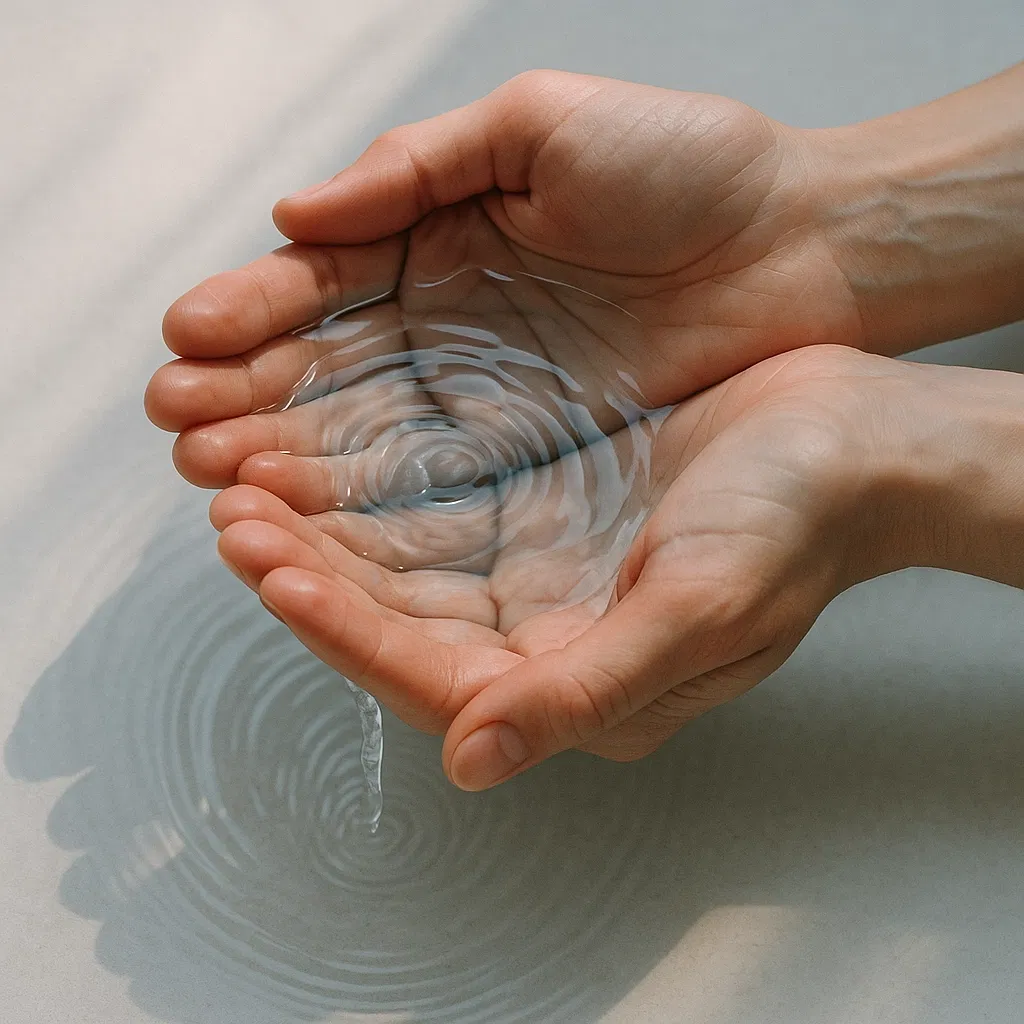 cupped-hands-holding-water-with-ripples