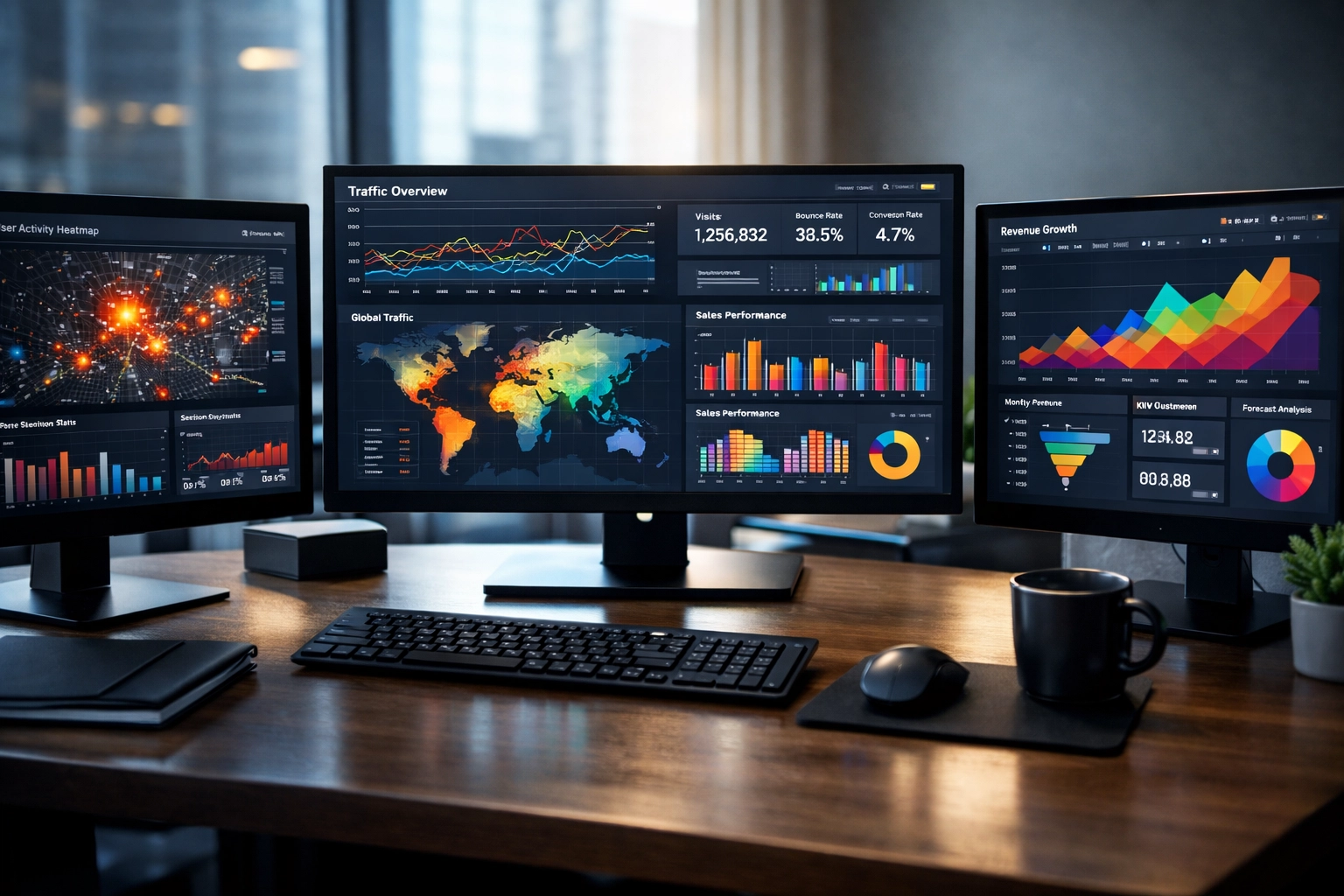 Real-time marketing analytics dashboard displaying local SEO conversion data