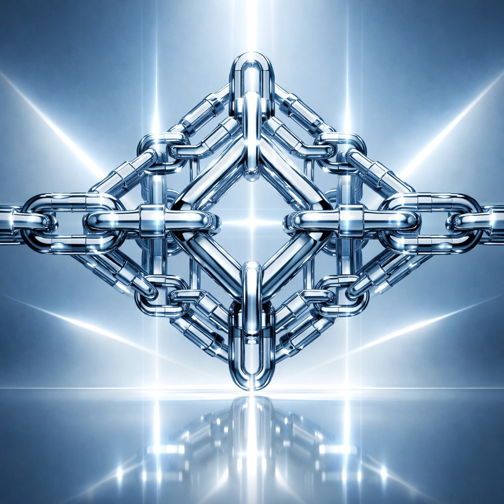 Interconnected digital links symbolizing a strong, automated powerhouse jewelry business model.