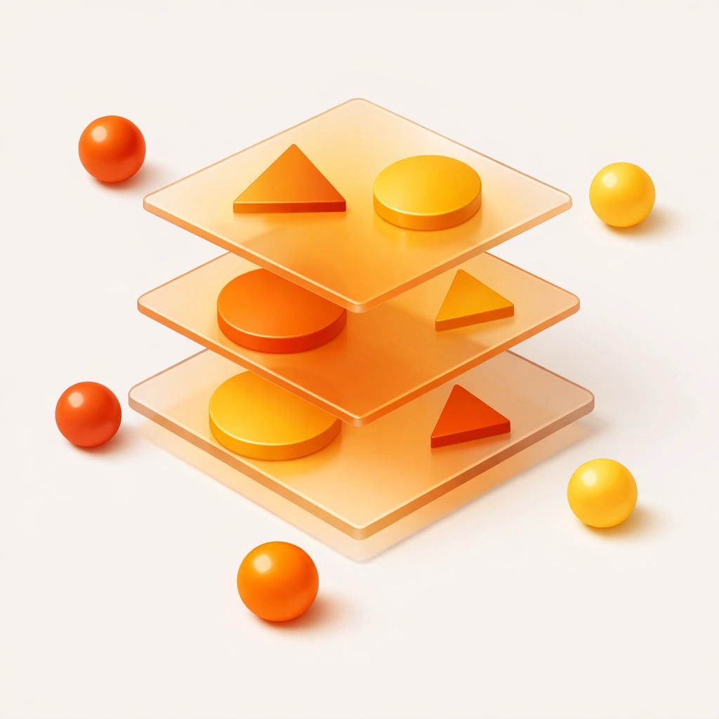 Visual representation of organized vector layers and a consistent color palette for graphic design projects.