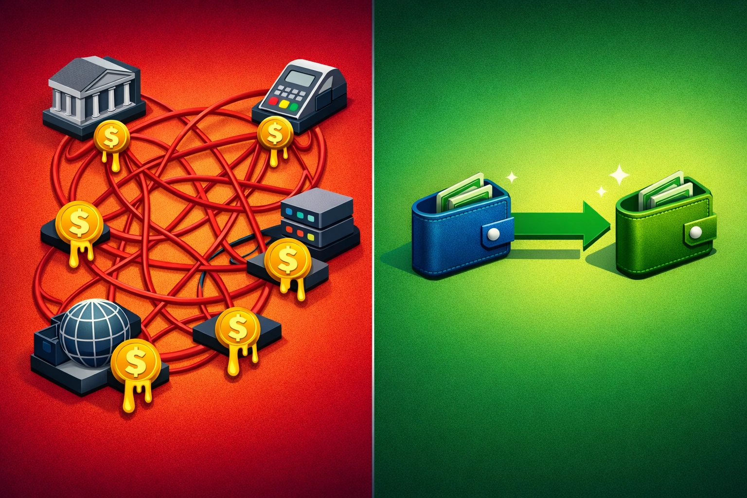 Comparison of traditional payment processing fees versus self-custody crypto payment savings