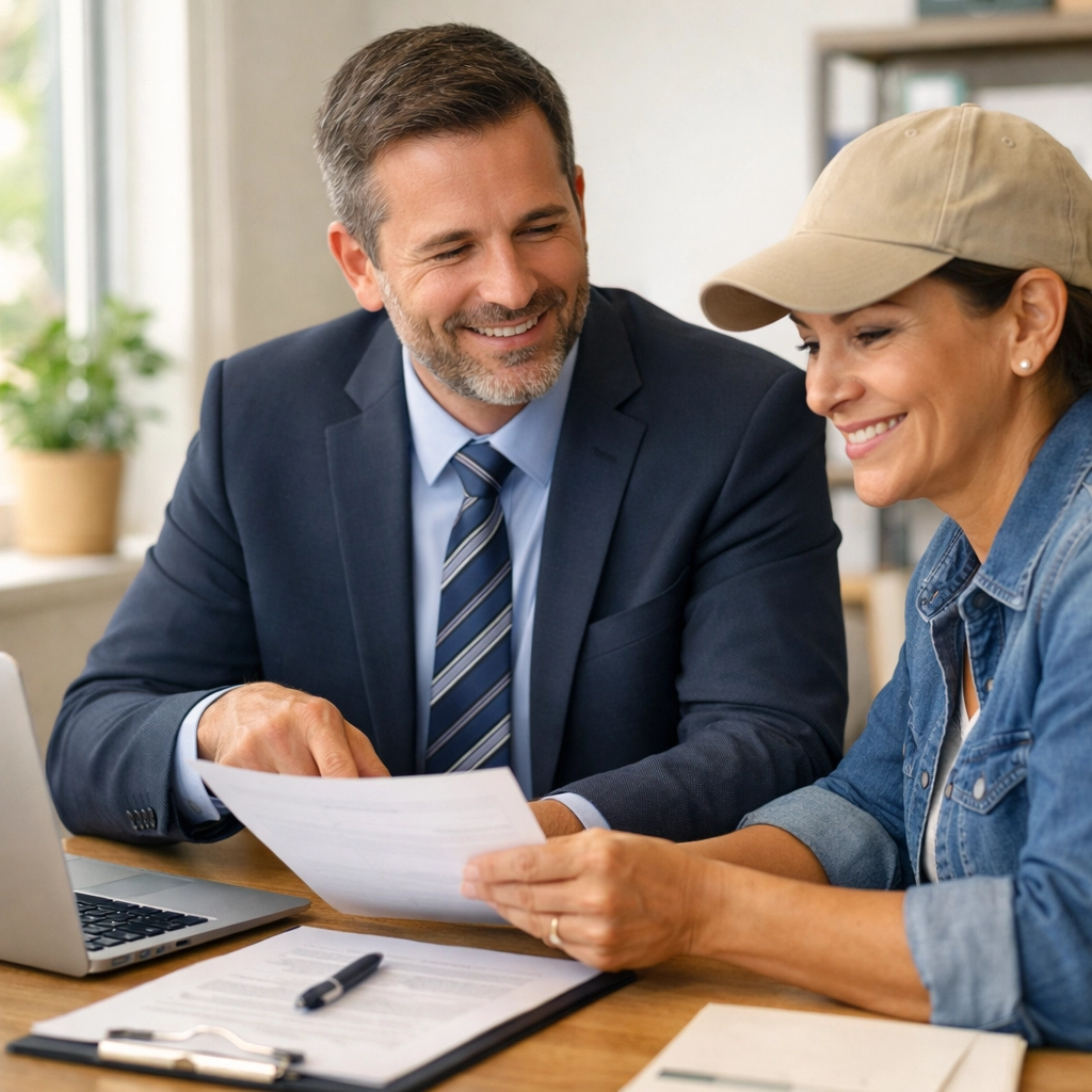 Insurance agent consulting with business owner about commercial auto coverage