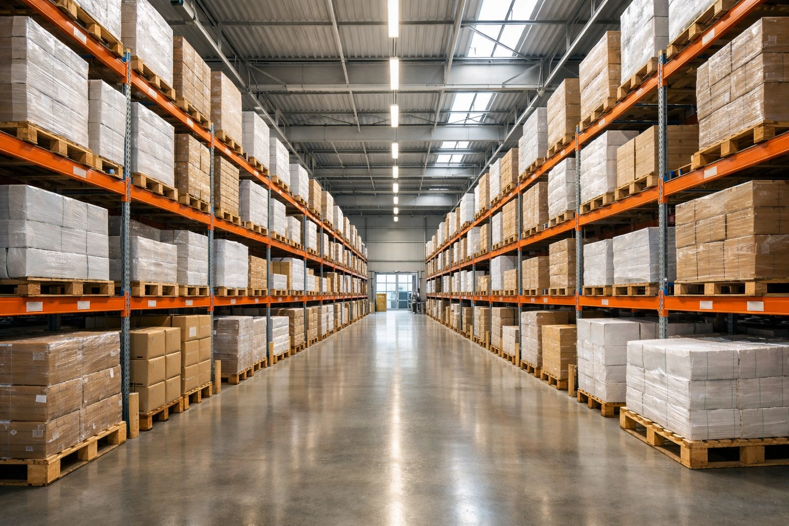 Neatly organized warehouse inventory reflecting operational health for a business sale in Mississippi.