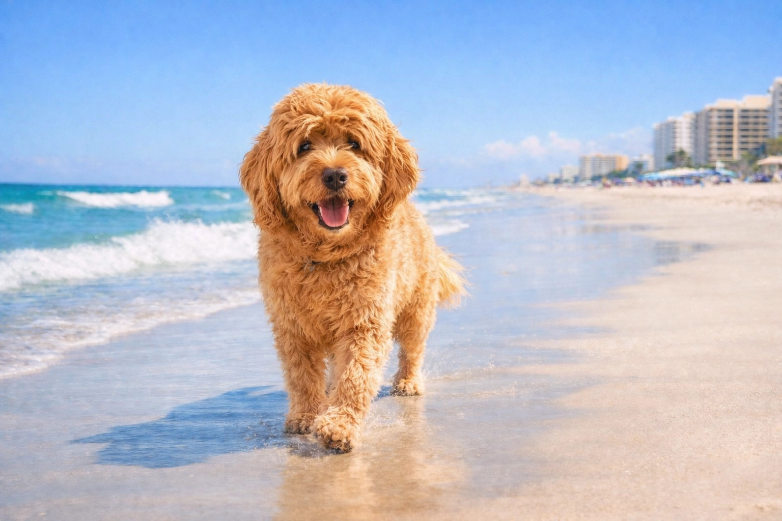 Ted strolling the newly expanded dog-friendly stretch of Daytona Beach.