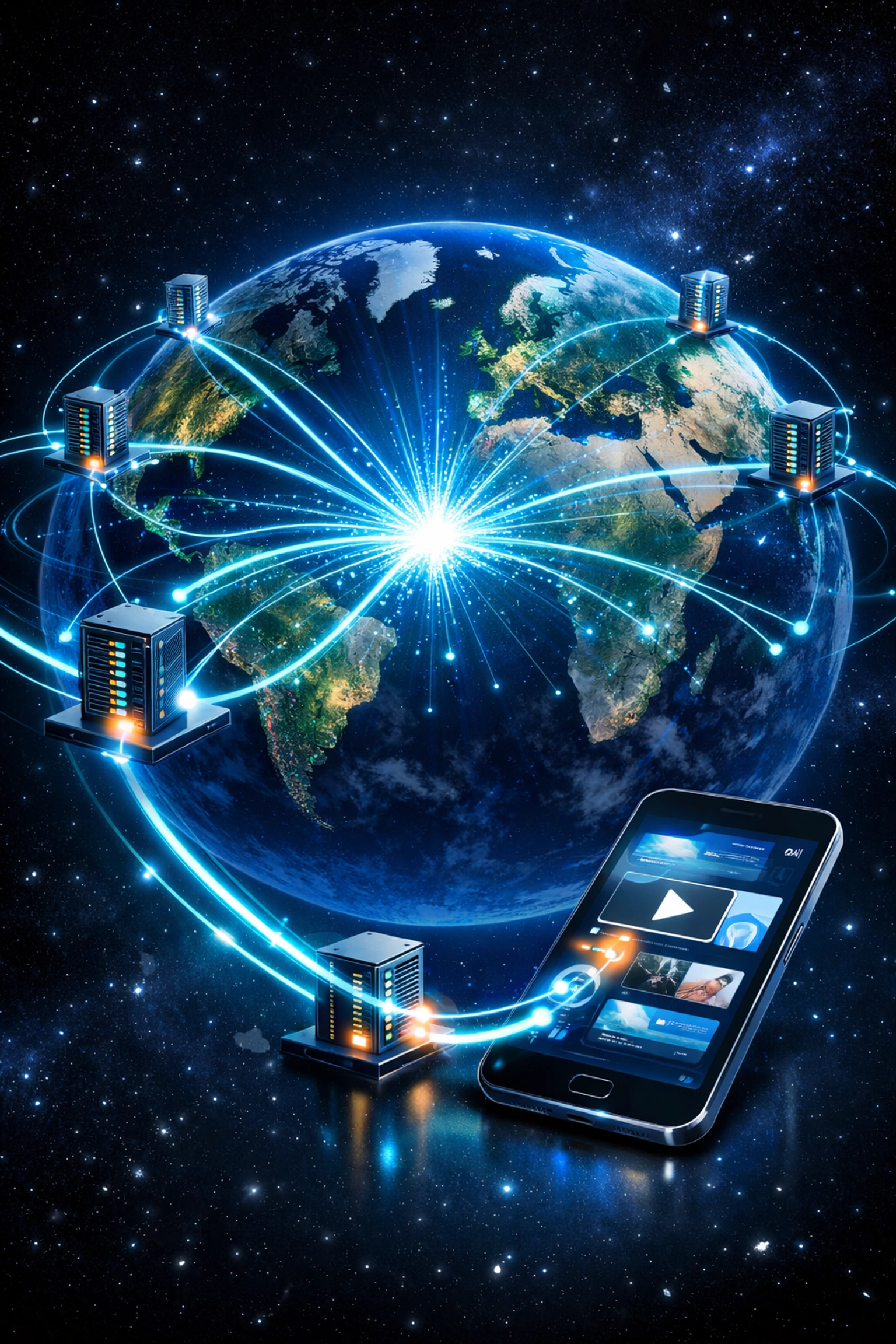 Réseau CDN mondial distribuant le contenu web vers des serveurs pour réduire la latence