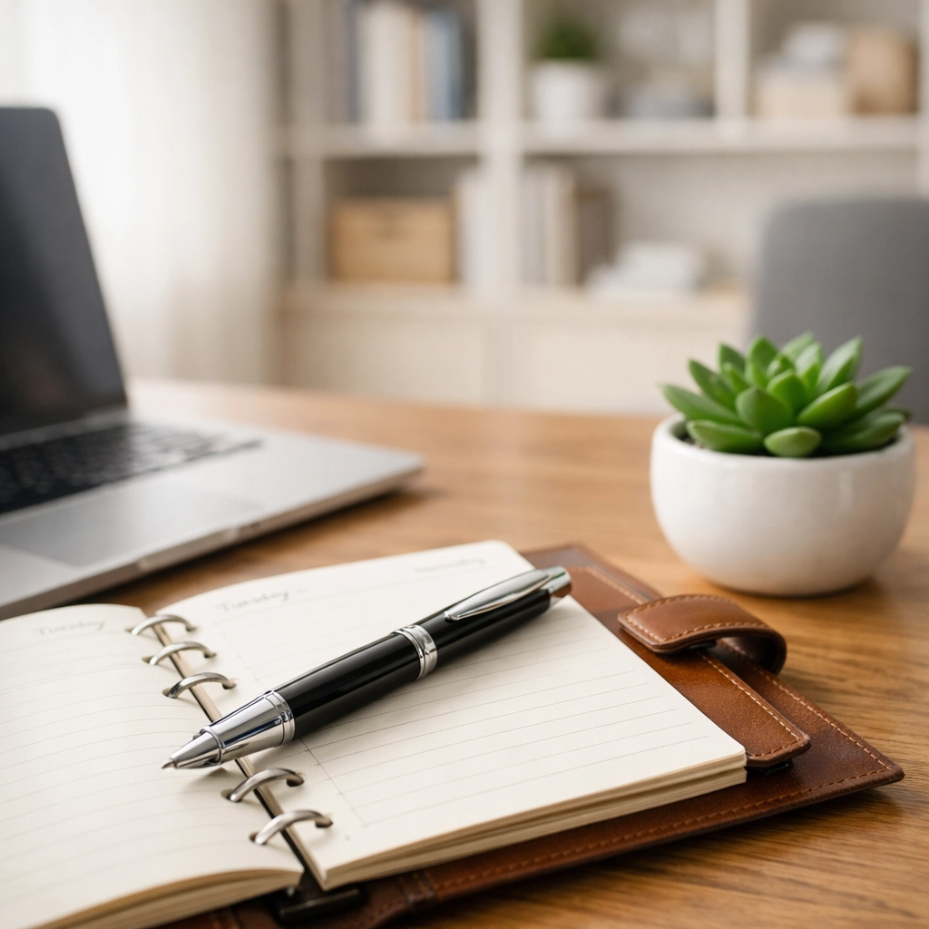 Organized workspace for a credit score health check with a local mortgage broker Camberley.