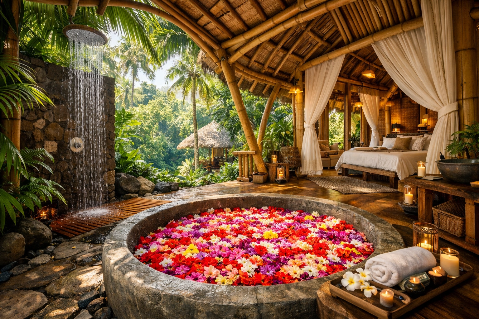 Secluded Bali luxury eco-resort suite, representing hidden net rates and industry pricing.