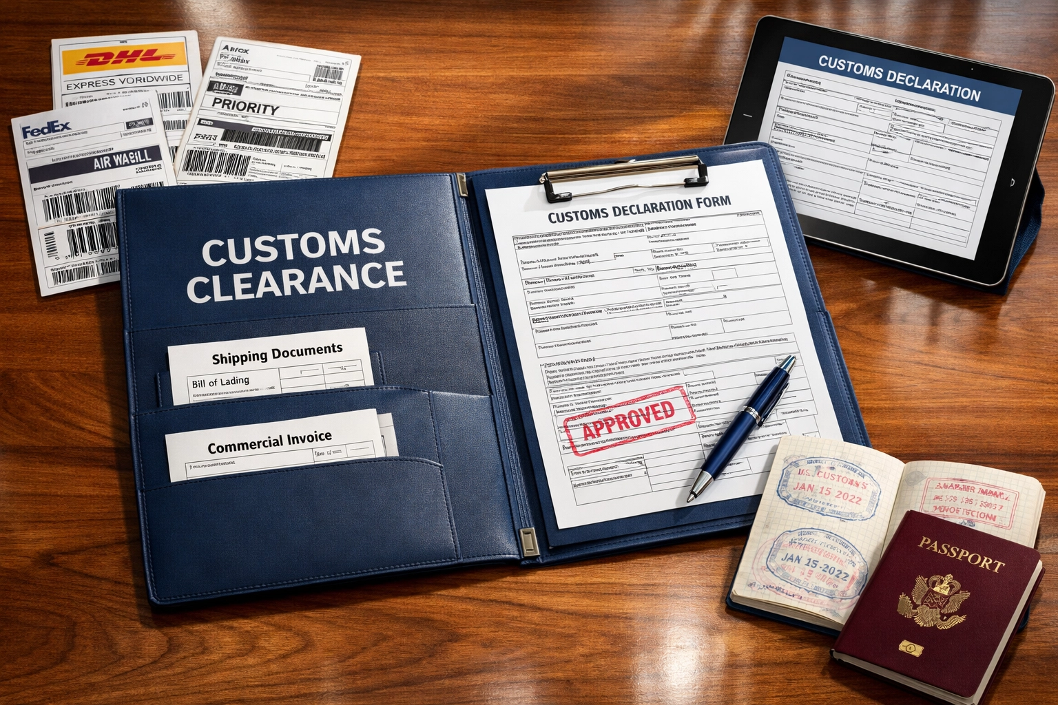 International customs clearance documents for express courier shipments
