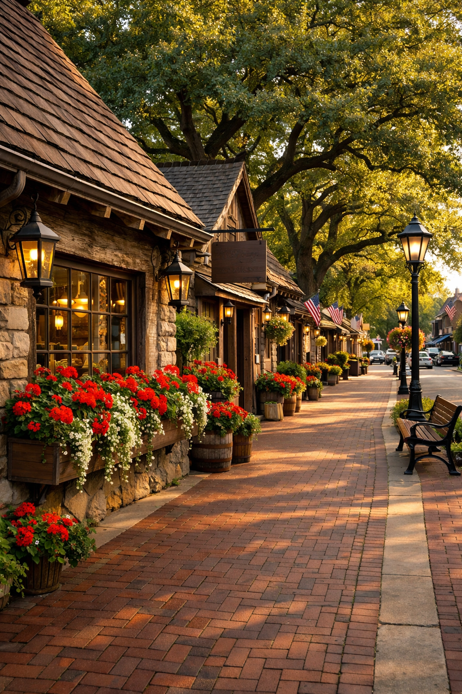 Charming historic downtown street in Long Grove, a top-rated Chicago suburb for relocating families.