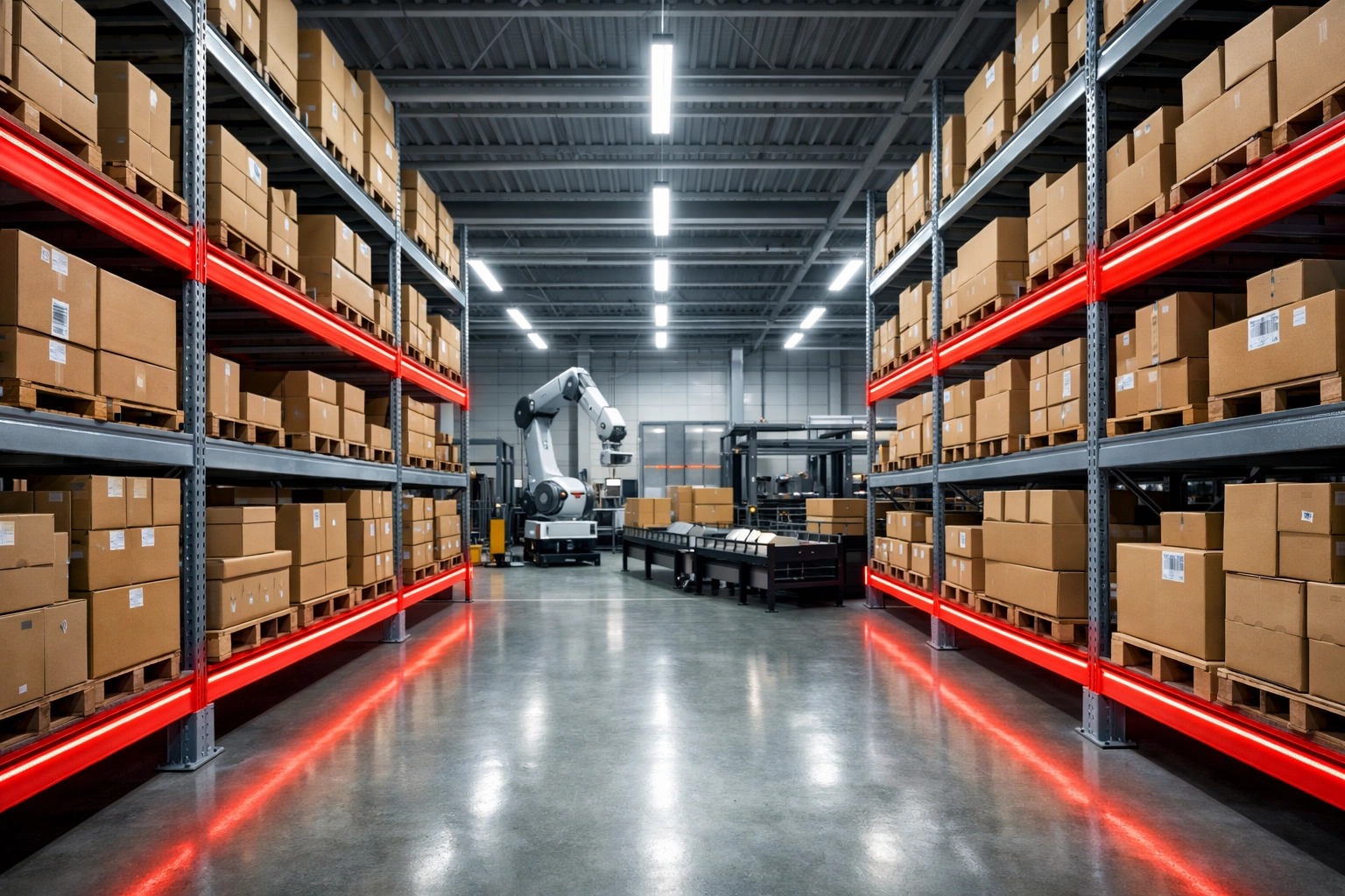 Modern automated warehouse with organized inventory shelving for London e-commerce fulfilment