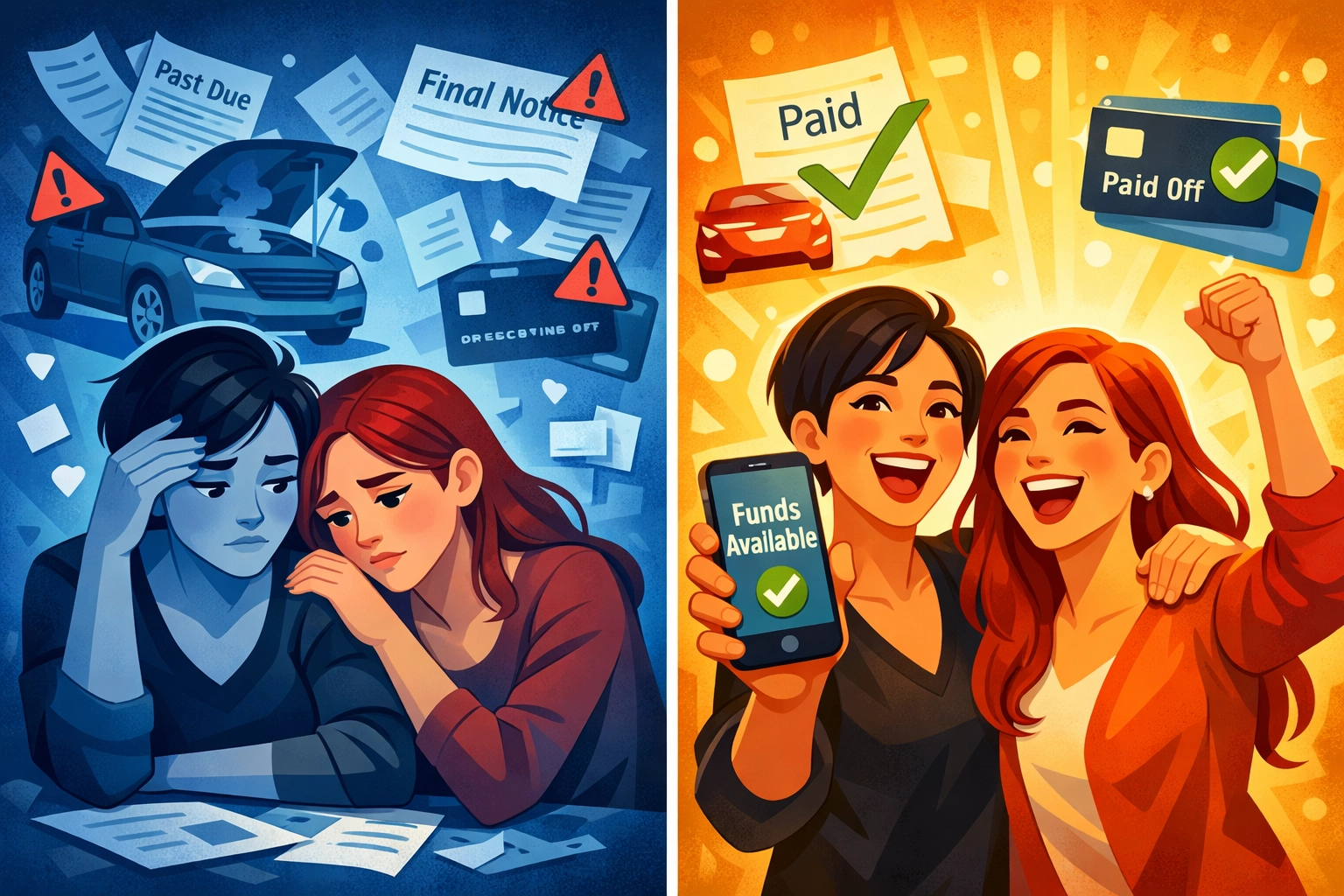 Lesbian authors celebrating financial freedom with immediate daily payouts versus payment delays