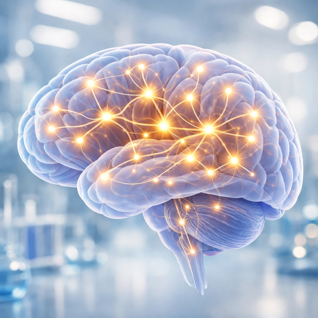 Brain illustration showing neural pathways representing Alzheimer's treatment breakthrough