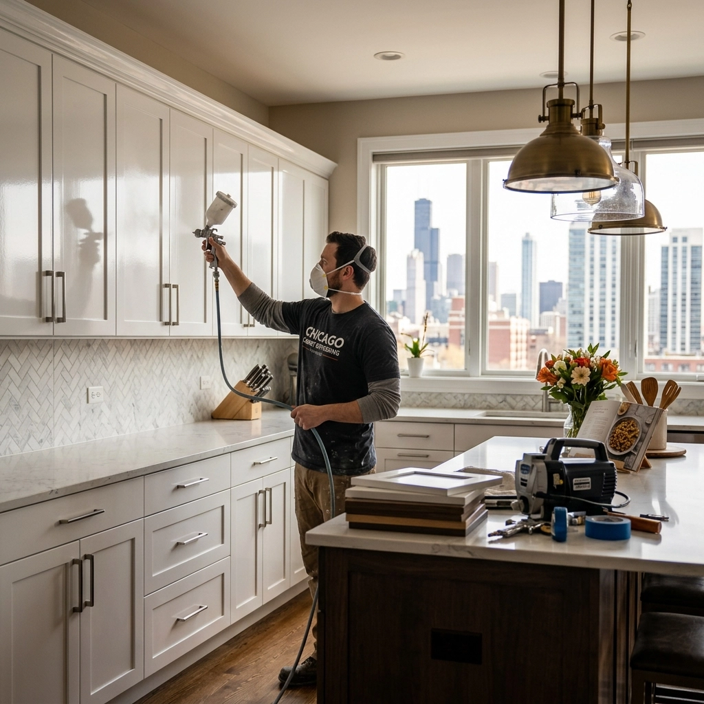 [HERO] The Ultimate Cabinet Transformation: Why 2K Poly Spray Finishes are Winning in Chicago Kitchens