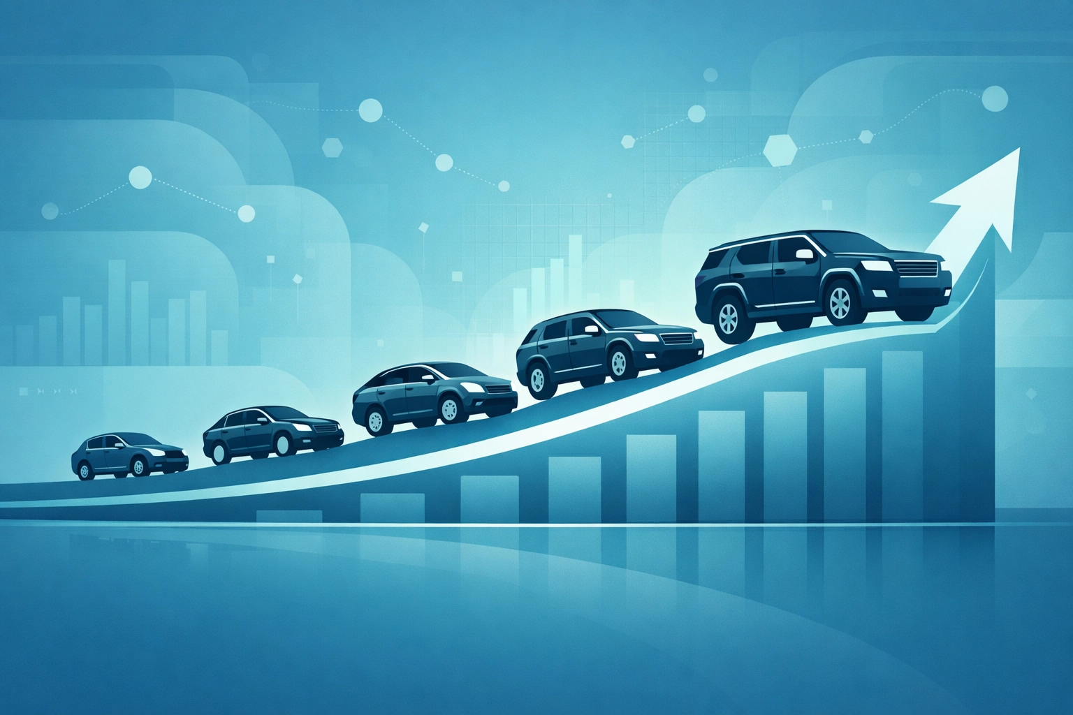 Scalable car rental business software showing fleet growth.