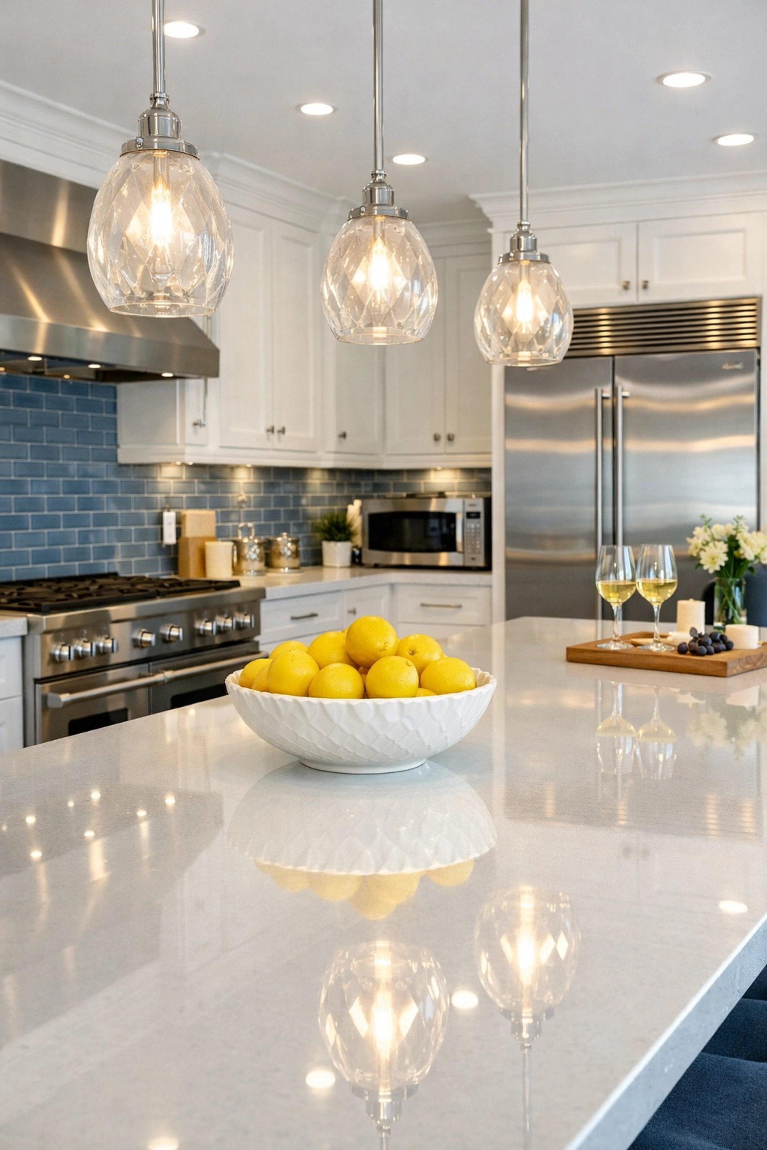 Spotless gourmet kitchen in a Dover home, illustrating the results of recurring luxury cleaning in Dover.