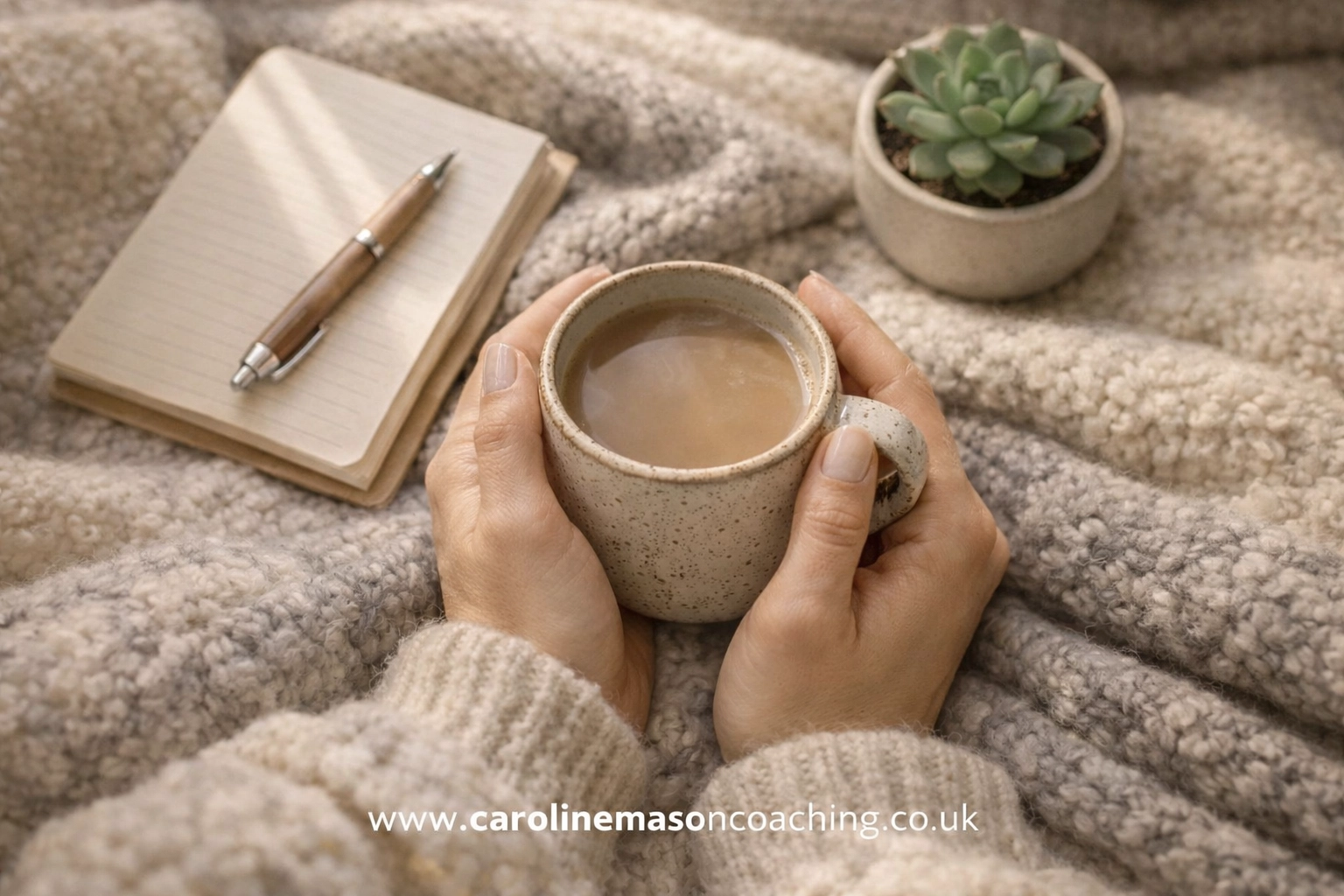 Mindful self-care moment with journal and tea representing rest as leadership strategy