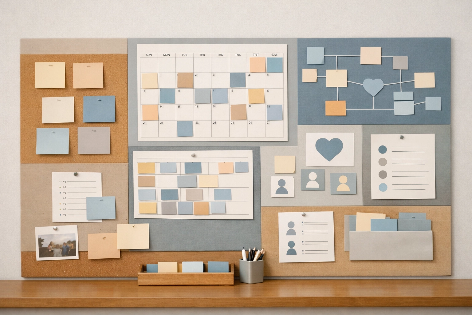 Church care ministry planning board with coordinated schedules and organizational systems
