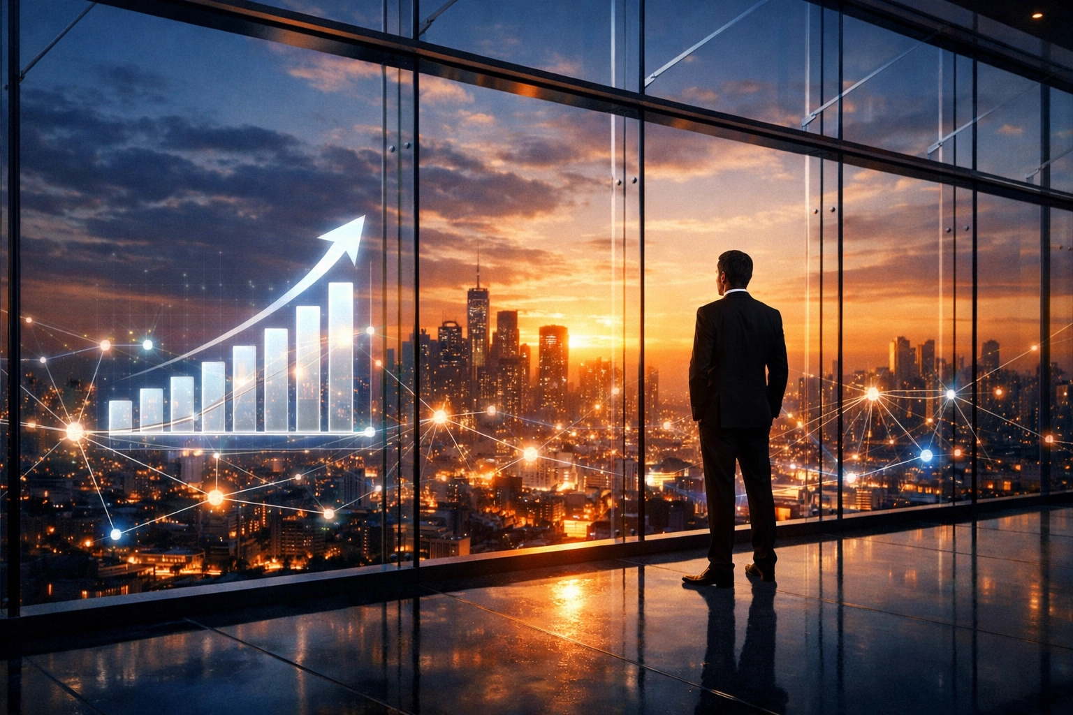 The Simple Trick to Improve Your Team’s Sanity Right Now: AI Automation for Small Business 5 Business leader visualizing growth and connectivity through strategic AI automation for small business.