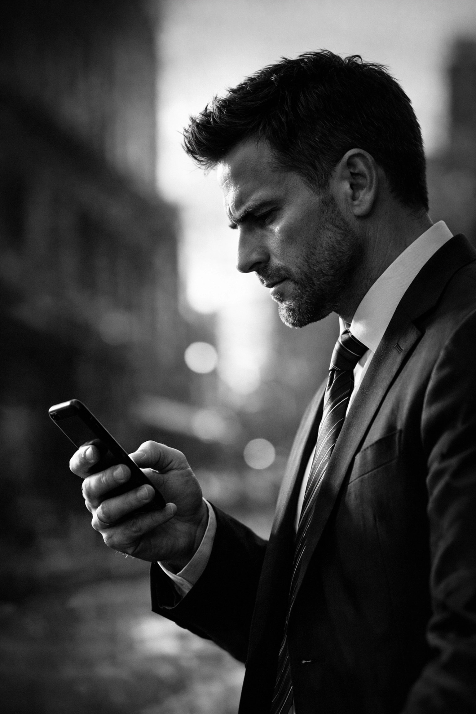 Professional searching for criminal defense attorney on smartphone