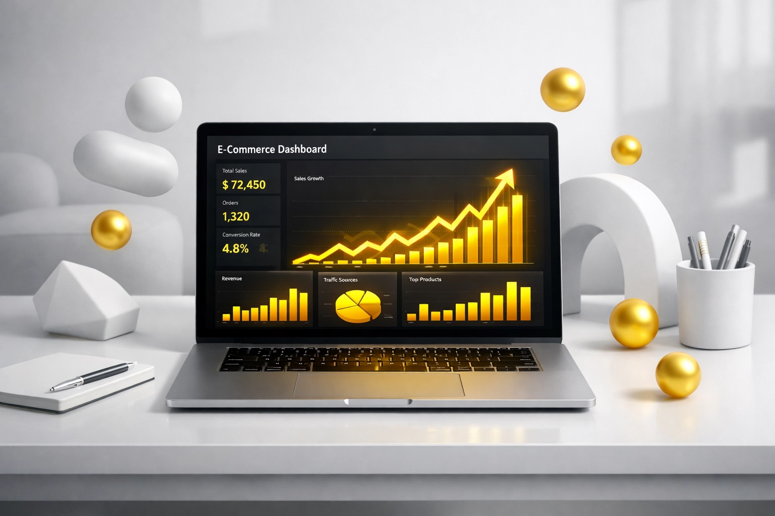 E-commerce dashboard showing growth trends managed by professional amazon account management services.